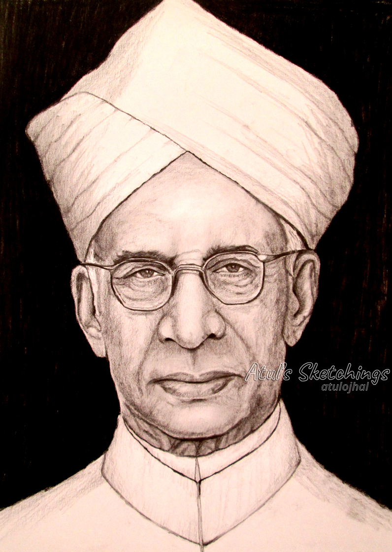  Sarvepalli Radhakrishnan Pencil Sketch Drawing Realistic Art 